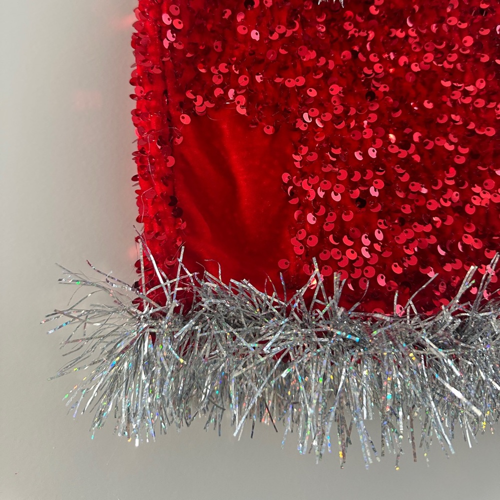 Love on a Hanger Red Sequin Christmas Mini Skirt Holiday Festive Trim | Size S - Picture 9 of 12